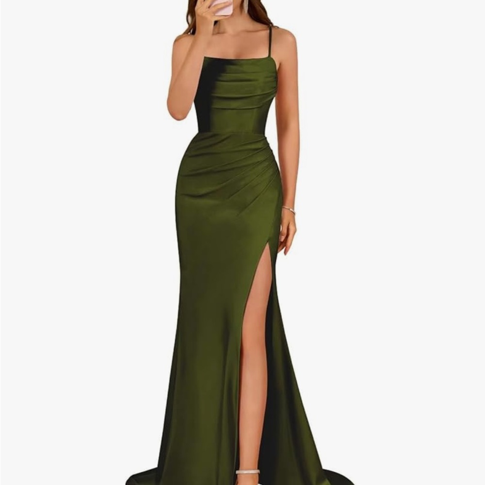 Elegant Olive Green Evening Gown New